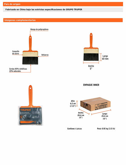 Brocha profesional de 5 pulgadas con mango de plástico