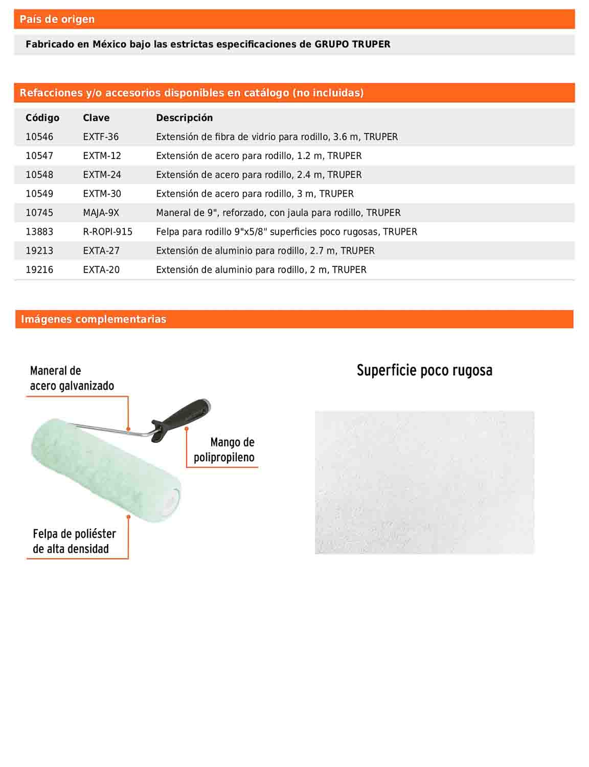 Rodillo para pintar de 9 pulgadas por 5/8 para superficies poco rugosas