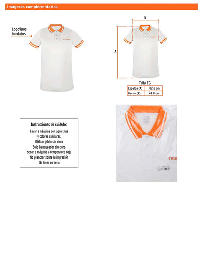 Playera polo performance para hombre blanca talla extra grande