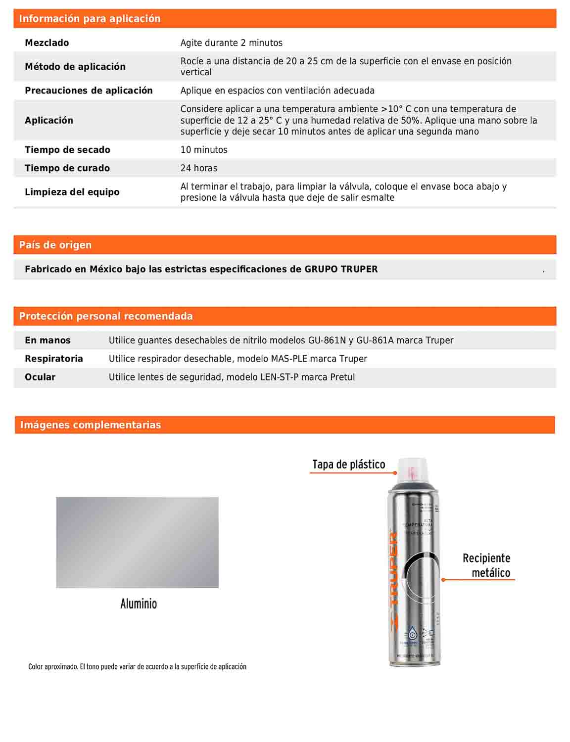Pintura en aerosol alta temperatura aluminio bote esbelto 400 ml