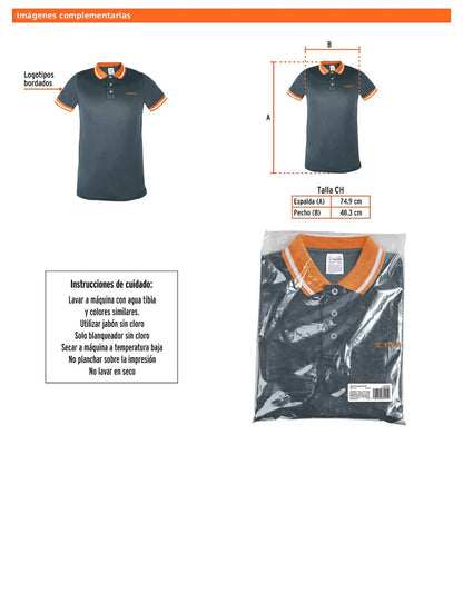 Playera polo performance para hombre gris talla chica