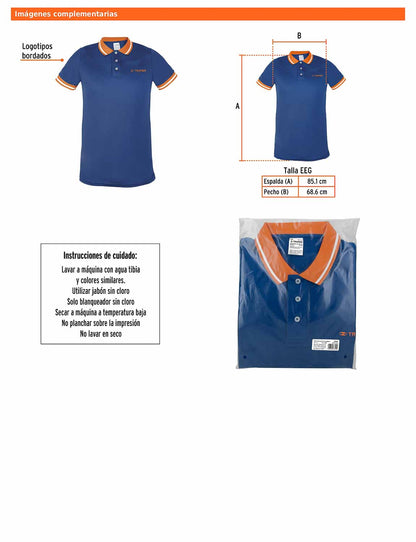 Playera polo performance para hombre azul talla extra extra grande