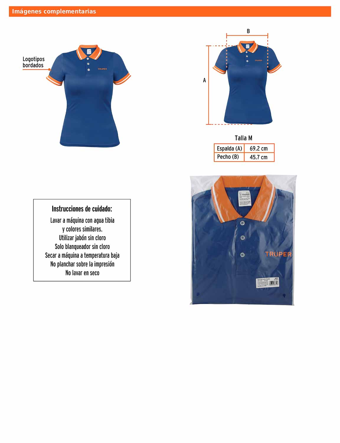Playera polo performance para mujer color azul en talla M