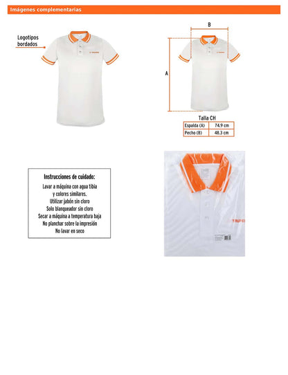 Playera polo performance para hombre blanca talla chica