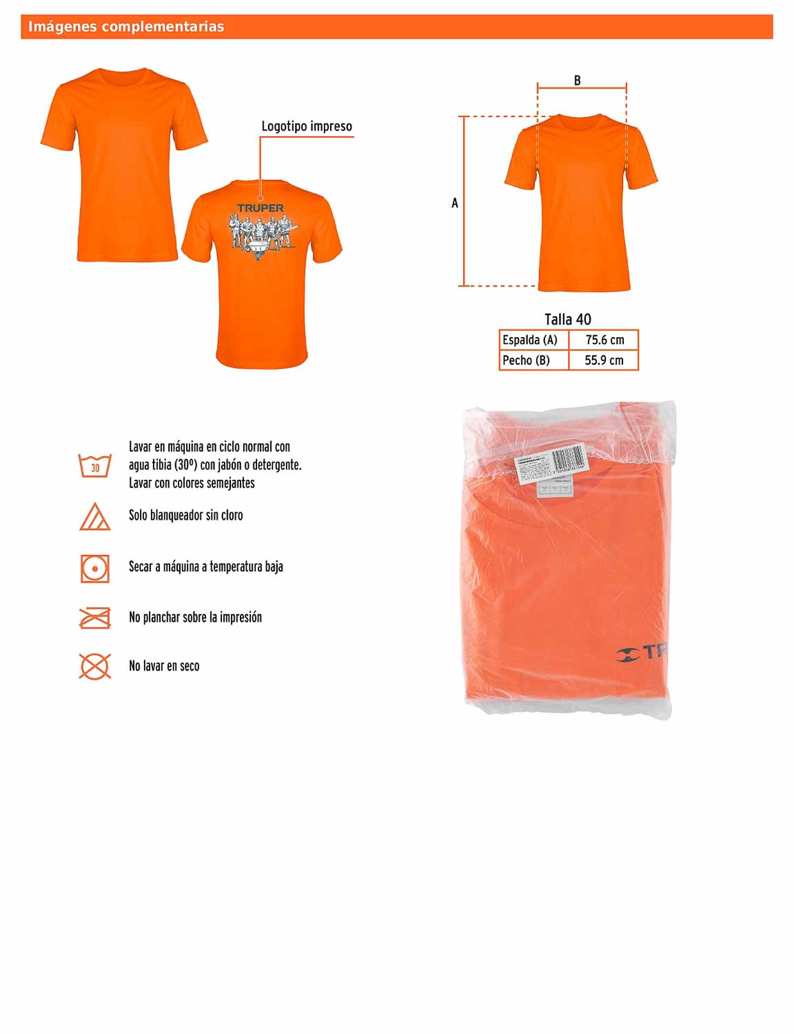 Playera cuello redondo para hombre color naranja en talla G