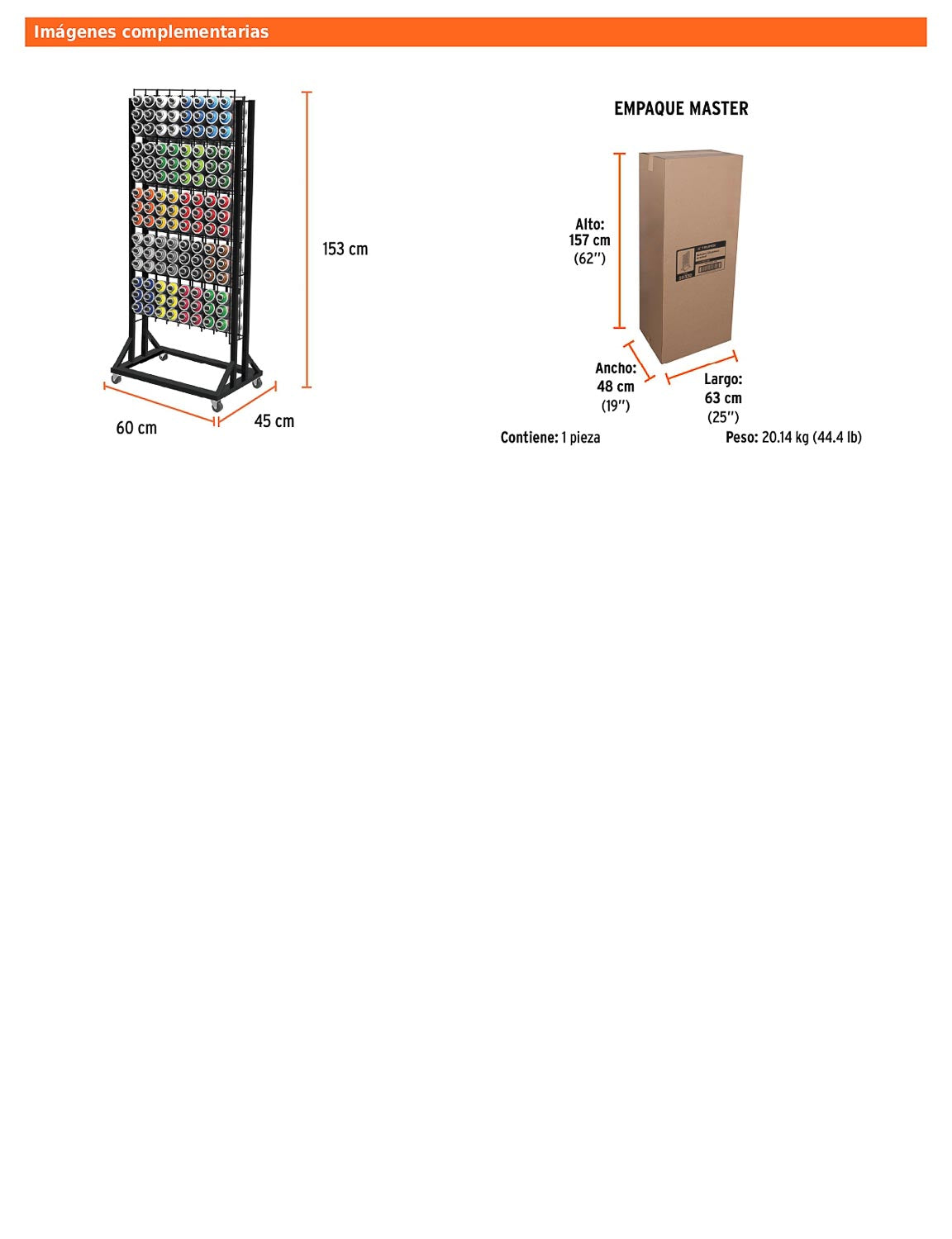 Rack para 120 pinturas en aerosol