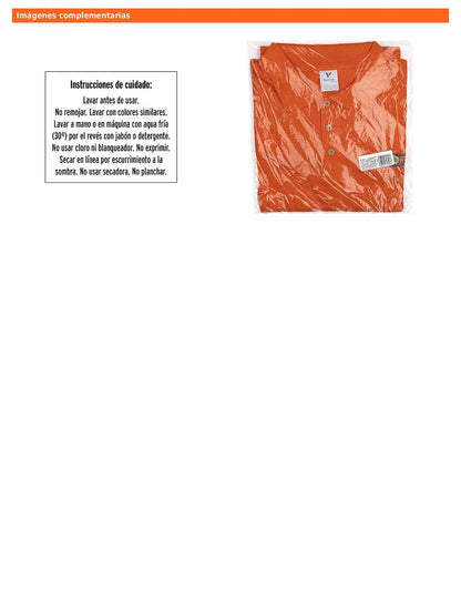 Playera polo para hombre color naranja en talla G con tejido piqué