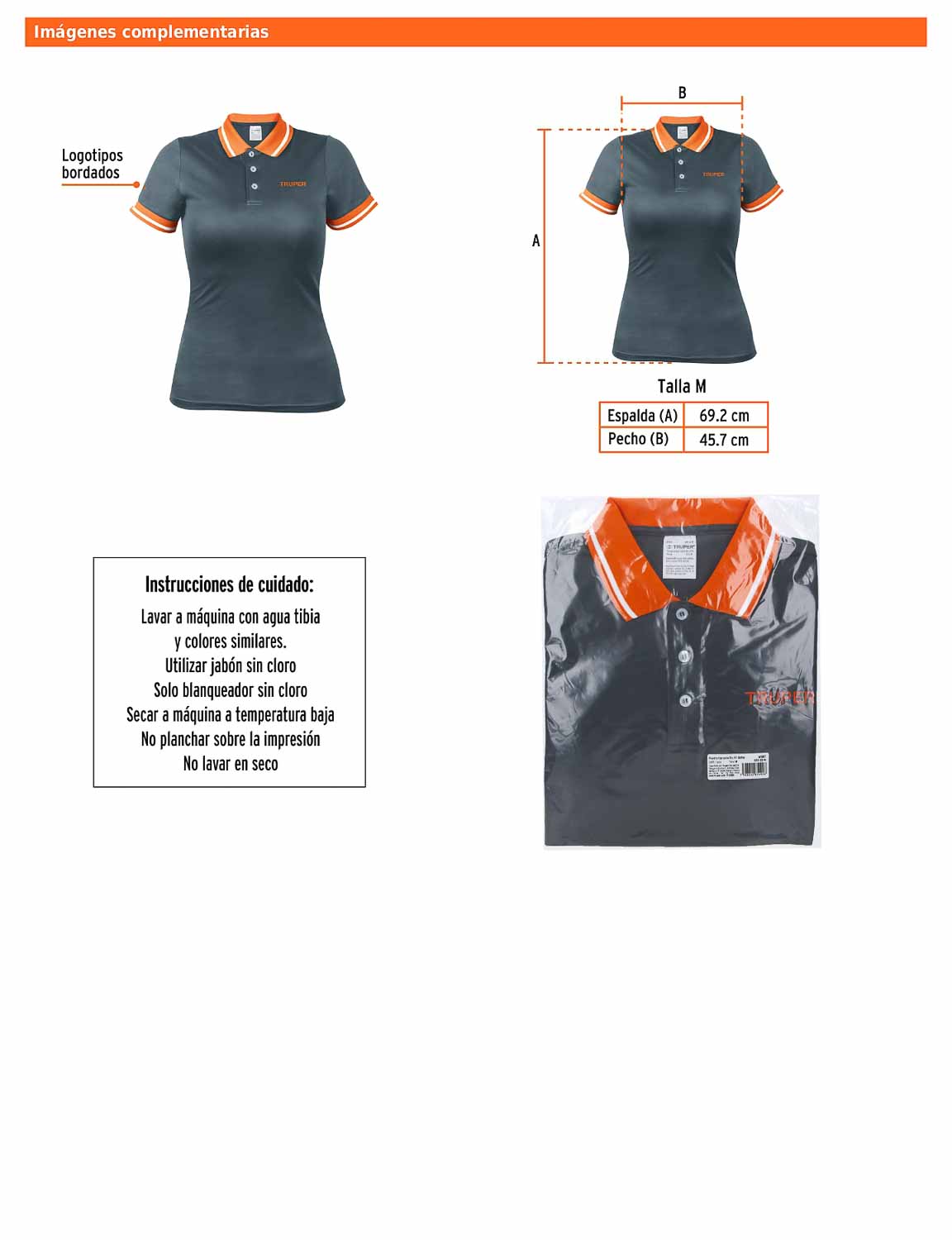 Playera polo performance para mujer color gris en talla M