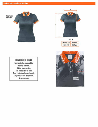 Playera polo performance para mujer color gris en talla M