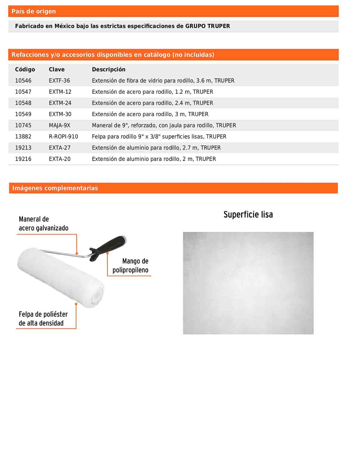 Rodillo para pintar de 9 pulgadas por 3/8 para superficies lisas