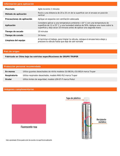 Pintura en aerosol rosa neón bote esbelto 400 ml