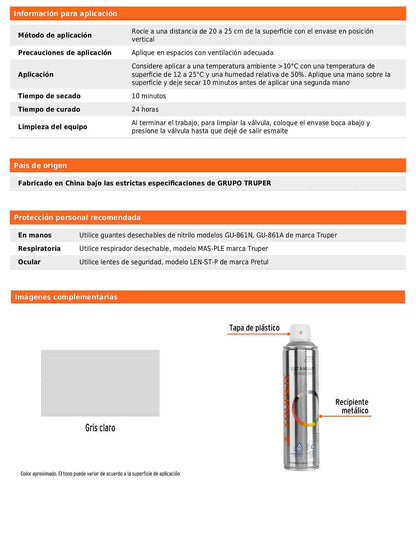 Pintura en aerosol gris claro bote esbelto de 400 ml