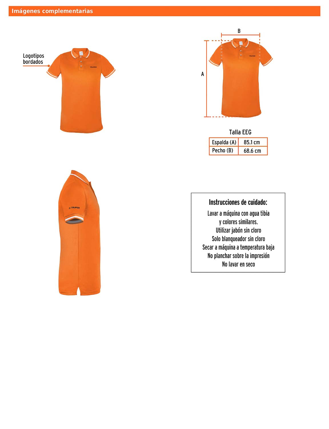 Playera polo performance para hombre naranja talla extra extra grande