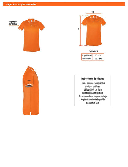 Playera polo performance para hombre naranja talla extra extra grande