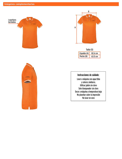 Playera polo performance para hombre naranja talla extra grande