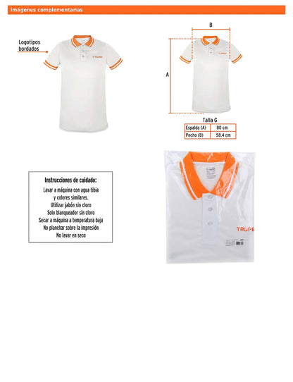Playera polo performance para hombre blanca talla grande