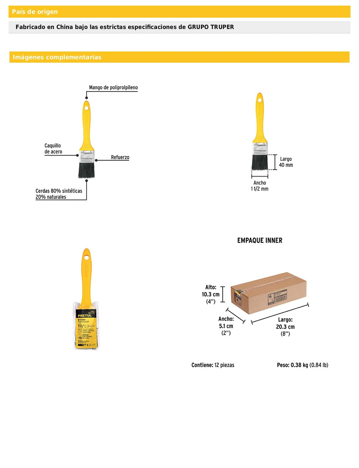 Brocha uso general de 1 1/2 pulgada con mango de plástico
