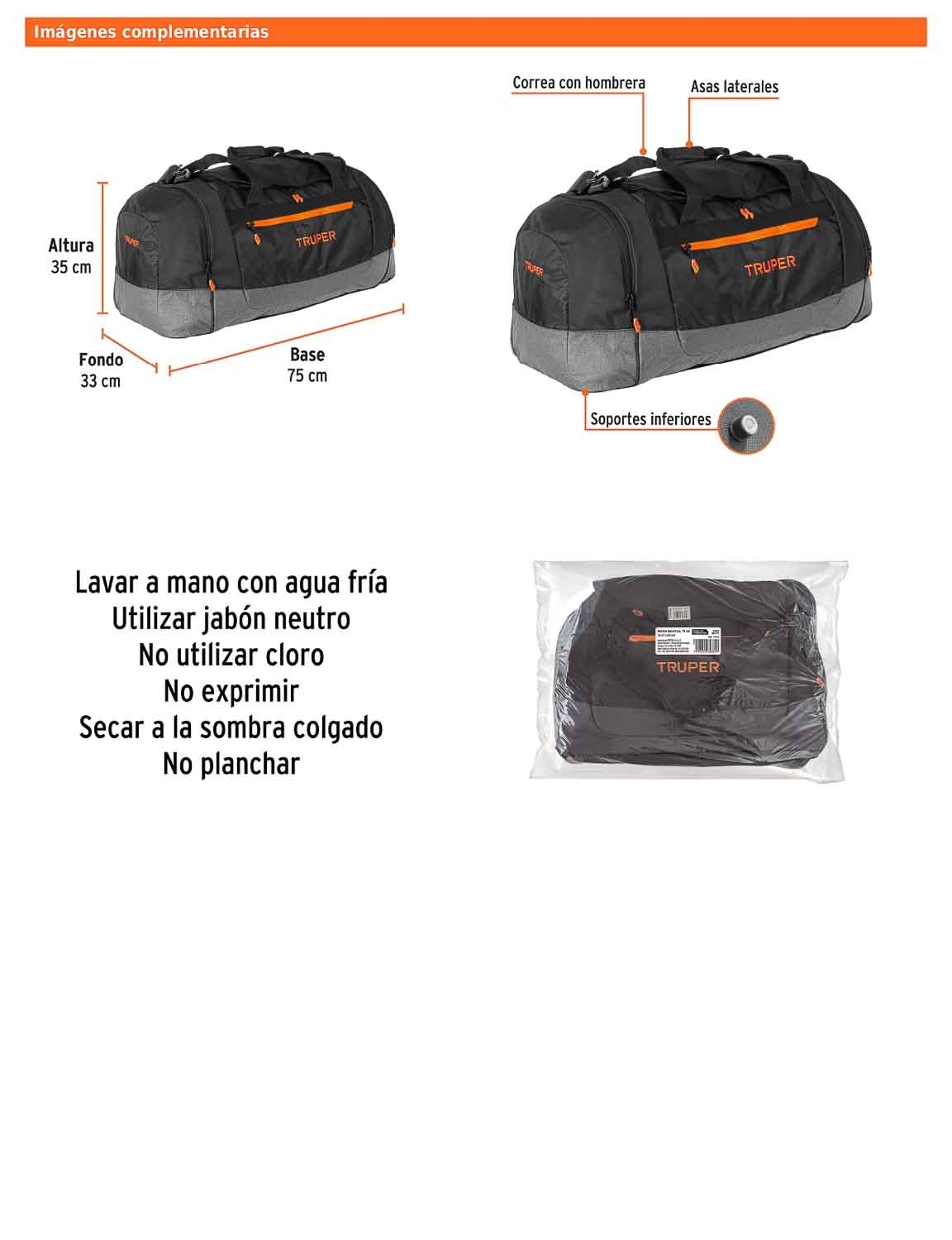 Maleta deportiva de 75 cm con correas ajustables
