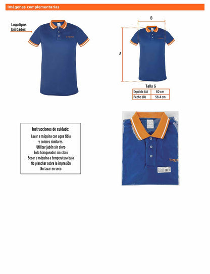 Playera polo performance para hombre azul talla grande