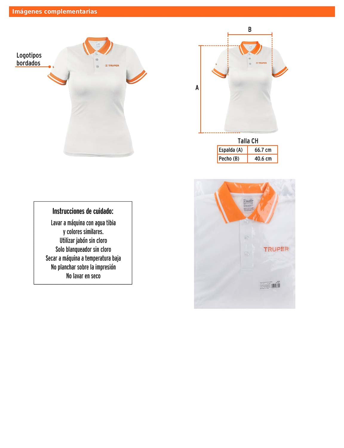 Playera polo performance para mujer blanca talla chica