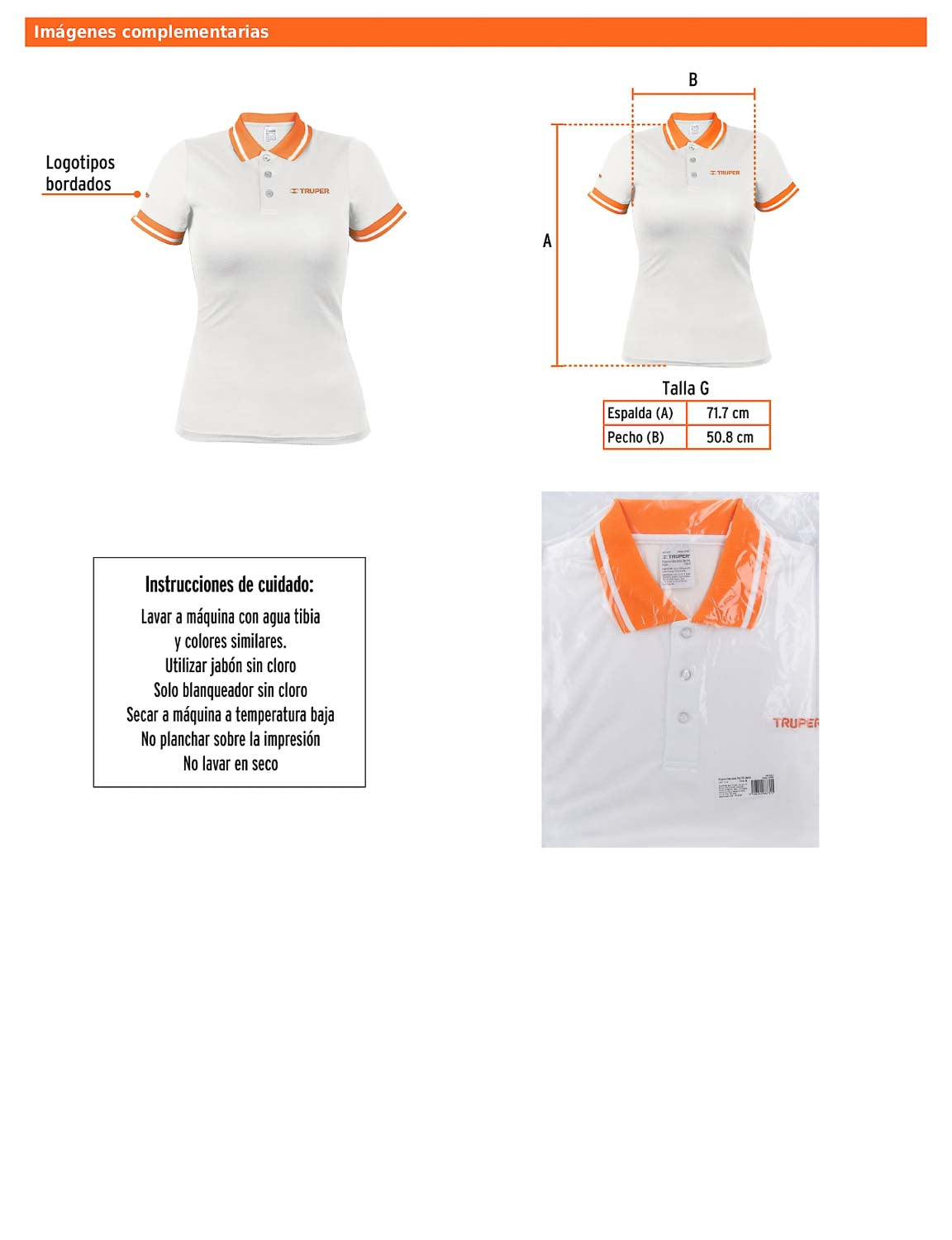 Playera polo performance para mujer blanca talla grande