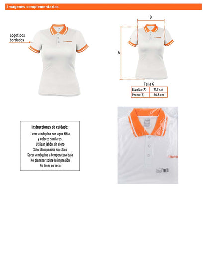 Playera polo performance para mujer blanca talla grande