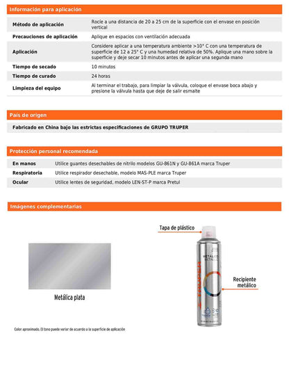 Pintura en aerosol plata metálico bote esbelto 400 ml