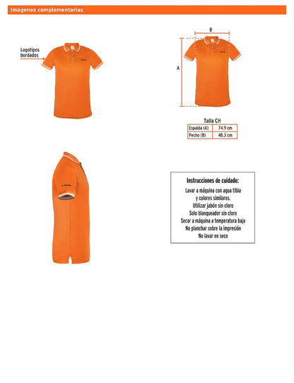 Playera polo performance para hombre naranja talla chica