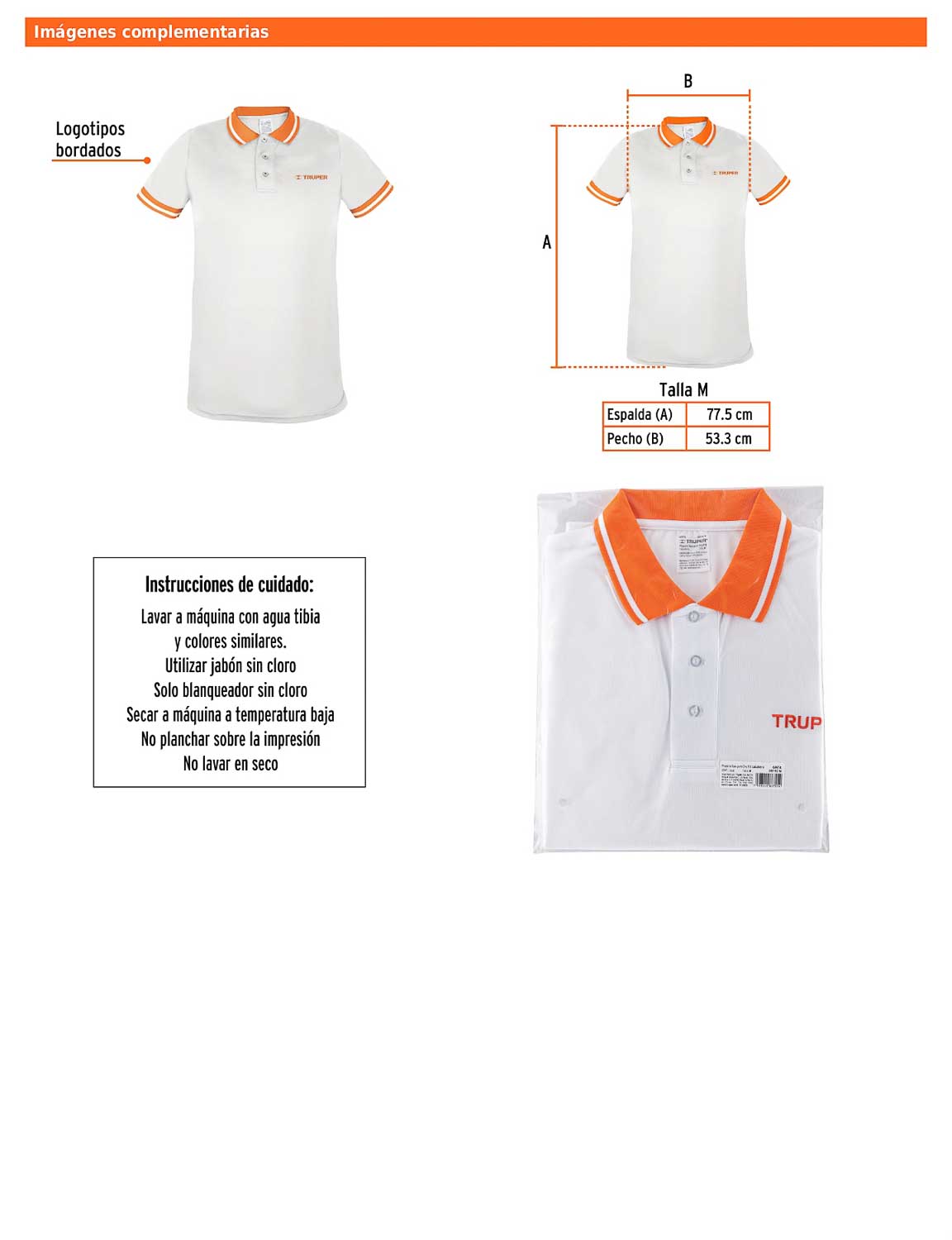 Playera polo performance para hombre blanca talla mediana