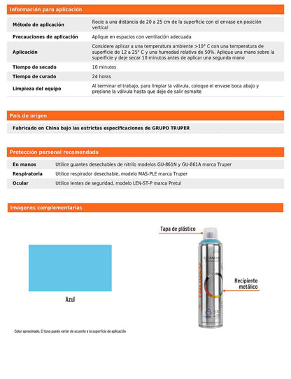 Pintura en aerosol azul bote esbelto 400 ml