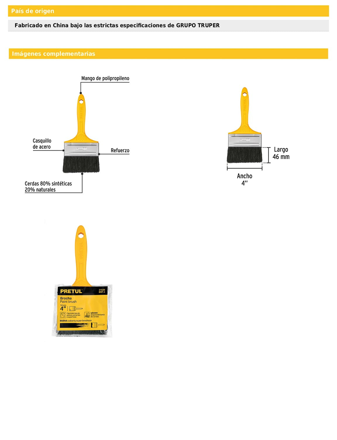 Brocha uso general de 4 pulgadas con mango de plástico