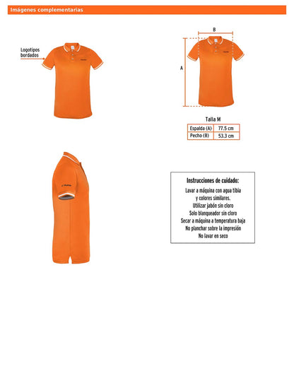 Playera polo performance para hombre naranja talla mediana