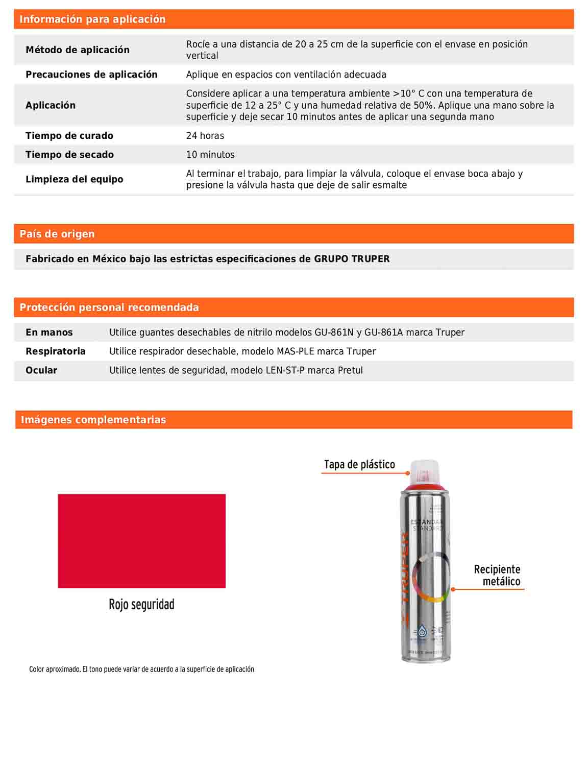 Pintura en aerosol rojo seguridad bote esbelto 400 ml