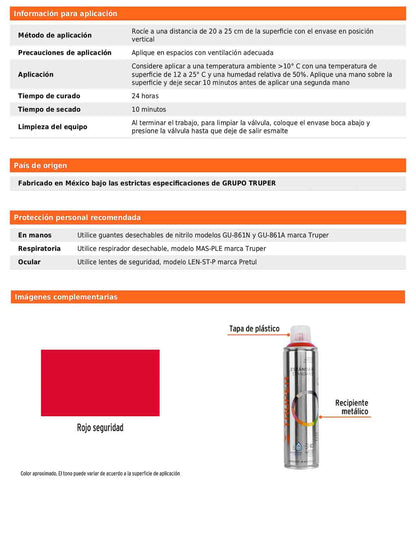 Pintura en aerosol rojo seguridad bote esbelto 400 ml