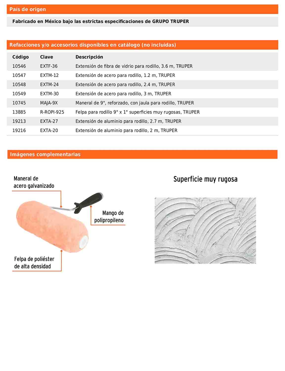 Rodillo para pintar de 9 pulgadas por 1 para superficies muy rugosas