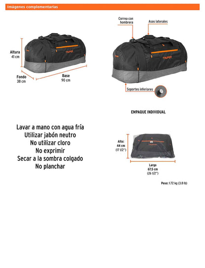 Maleta deportiva de 90 cm con correas ajustables