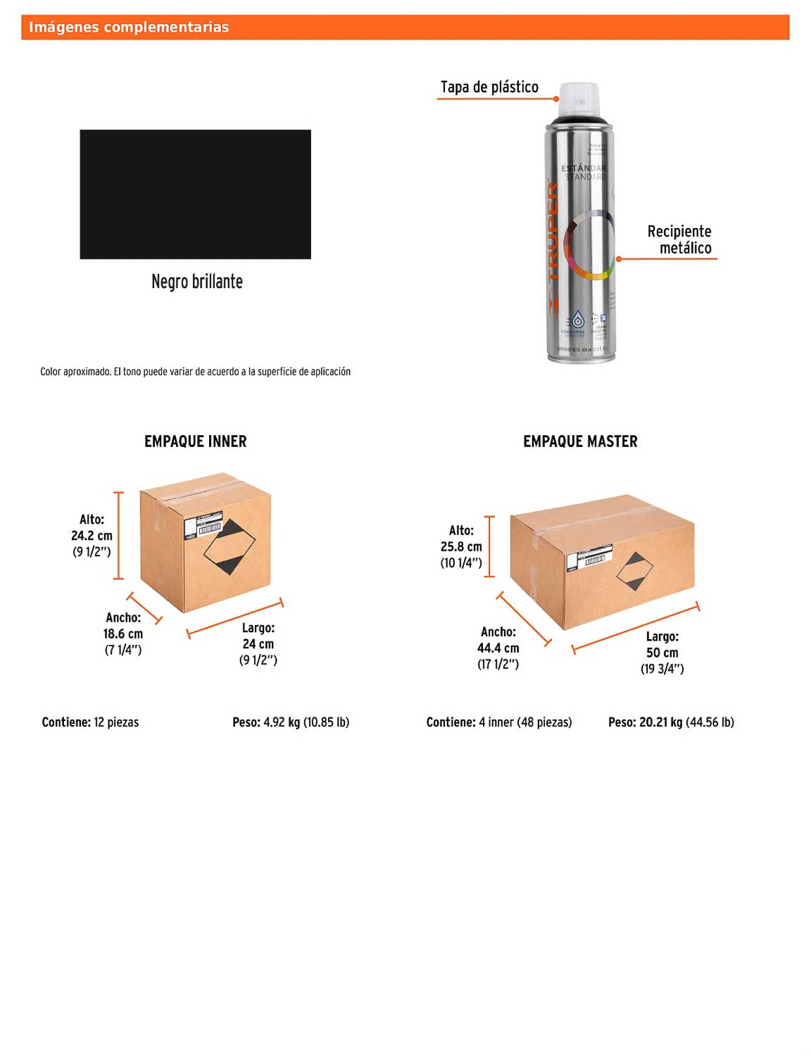 Pintura en aerosol negro brillante bote esbelto de 400 ml