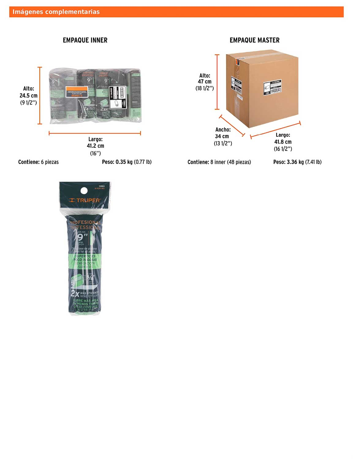 Felpa para rodillo de 9 pulgadas por 5/8 para superficies poco rugosas