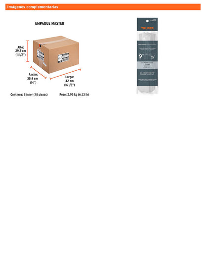 Felpa para rodillo de 9 pulgadas por 3/8 para superficies lisas