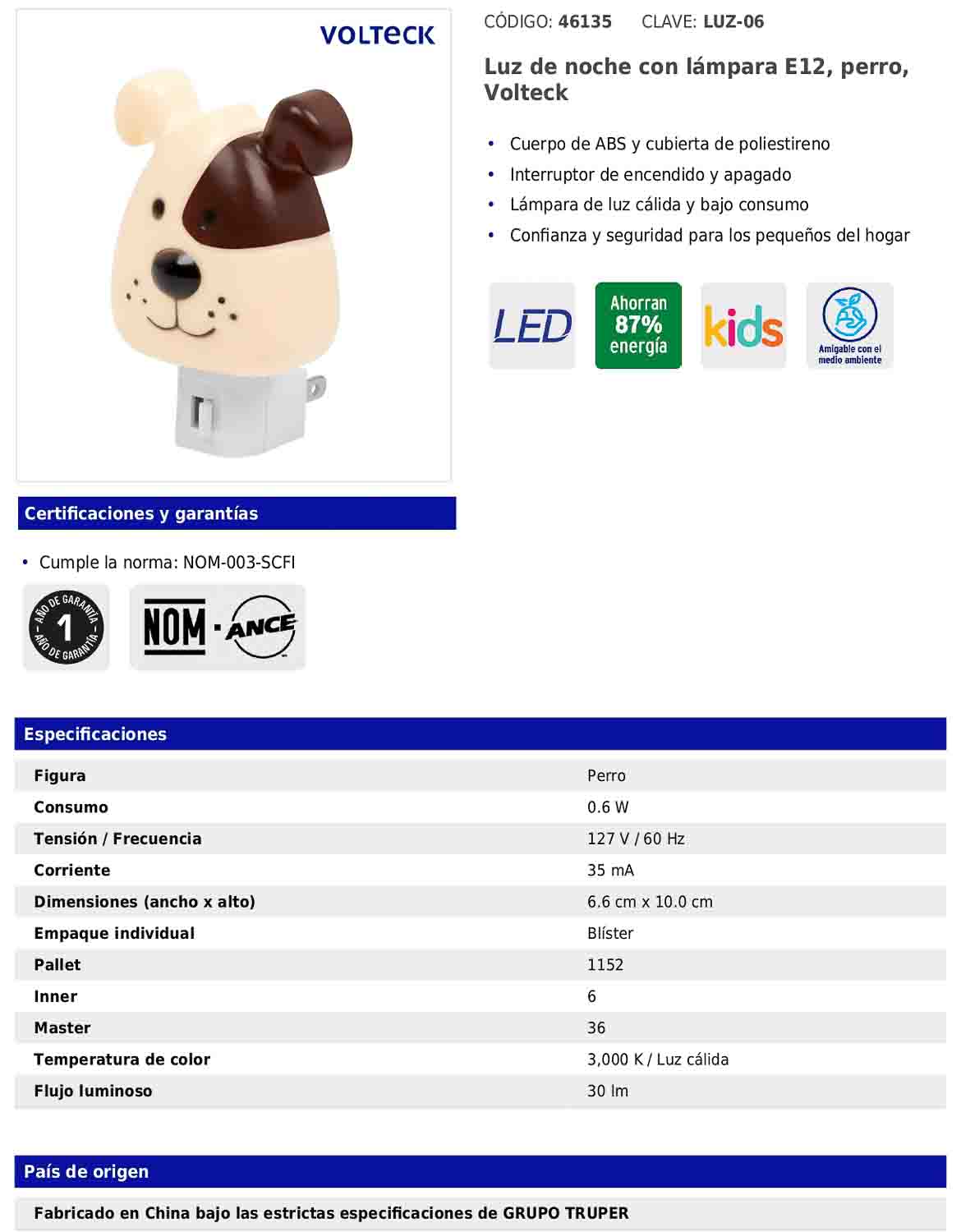 Luz de noche con lámpara E12 con figura de perro