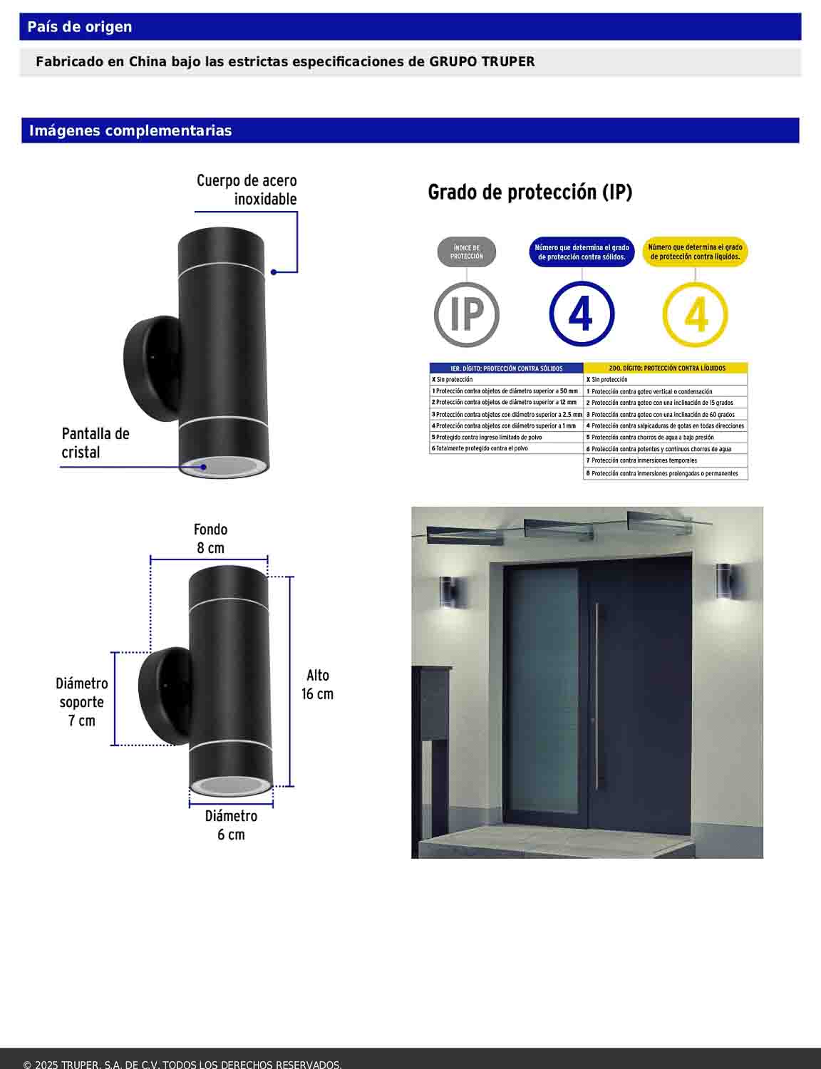 Arbotante de acento con 2 luces tipo spot color negro
