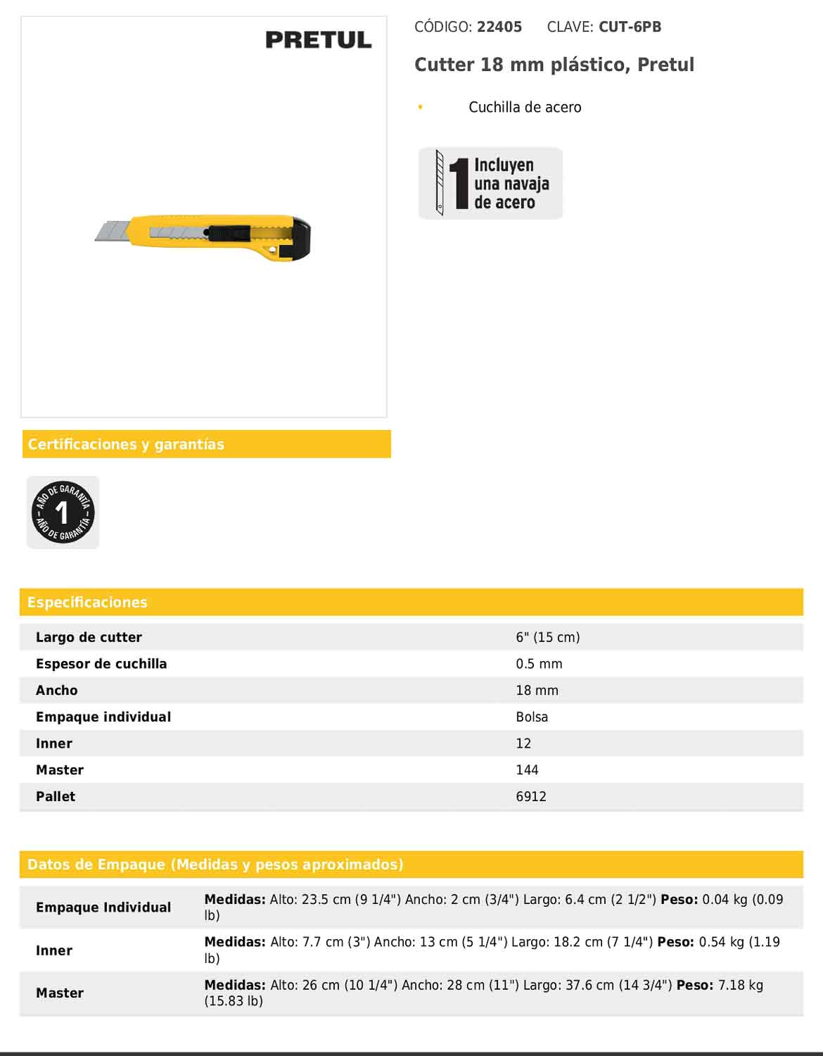 Cutter de 18 mm de plástico
