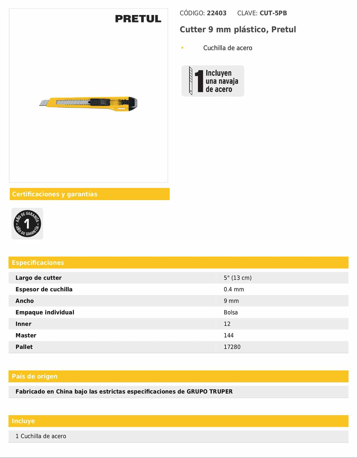 Cutter de 9 mm de plástico