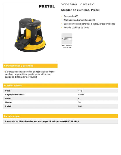 Afilador de cuchillos con base de ventosa