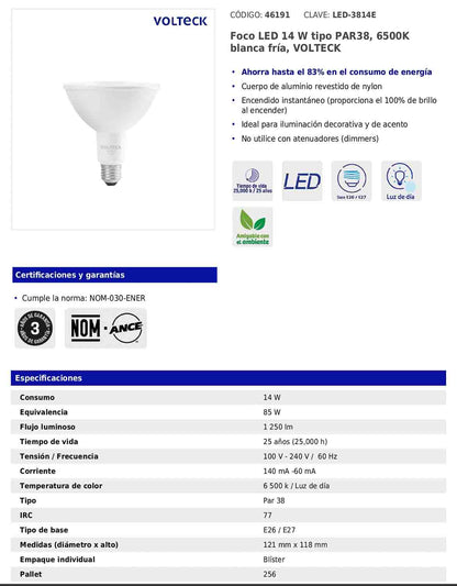 Foco LED de 14 W con luz de día