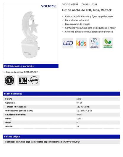 Luz de noche LED con figura de luna