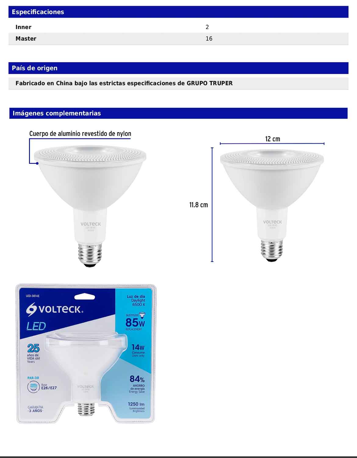 Foco LED de 14 W con luz de día