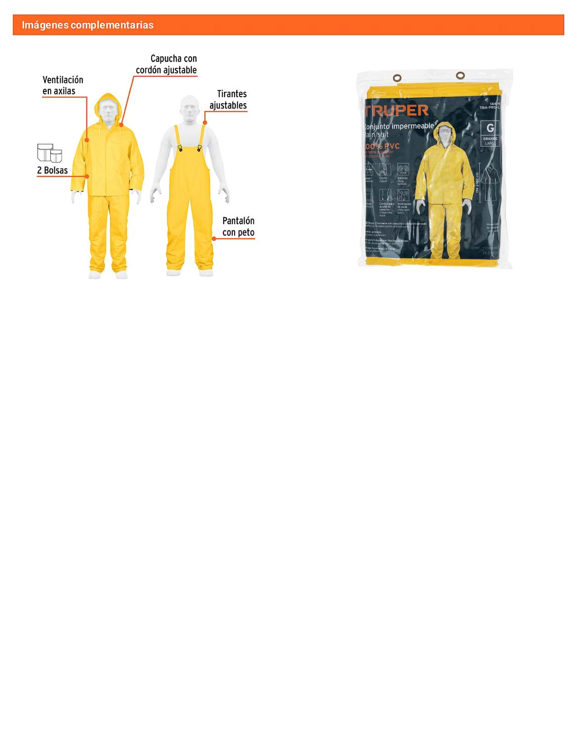 Conjunto impermeable doble capa talla G