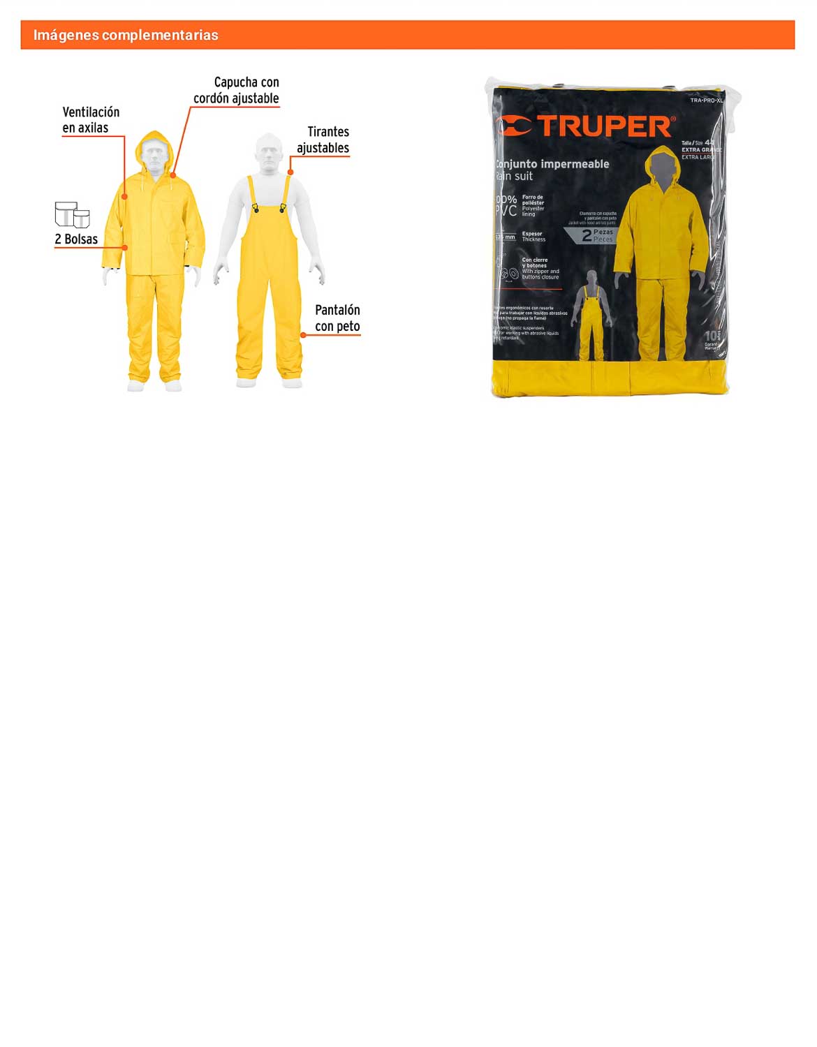 Conjunto impermeable doble capa talla XG