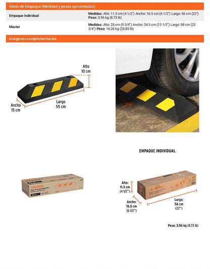 Tope de 55 cm para estacionamiento